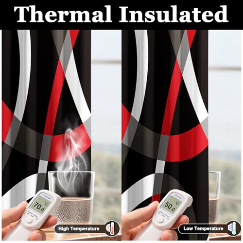 weesire Black and Red Blackout Curtains, 52 x 84 Inch, Grommet, 2 Panels - color: P1-red, size: 52"W x 84"L (Pack of 2)