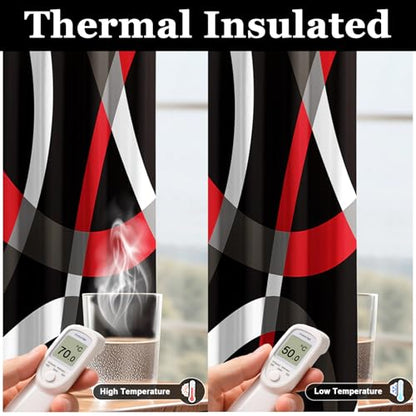 weesire Black and Red Blackout Curtains, 52 x 84 Inch, Grommet, 2 Panels - color: P1-red, size: 52"W x 84"L (Pack of 2)