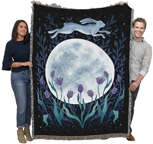Pure Country Weavers Christmas Rose by Episodic Drawing - Gift Tapestry Throw Blanket Woven from Cotton - Made in The USA (72x54) - color: Easter Moon, size: 72x54