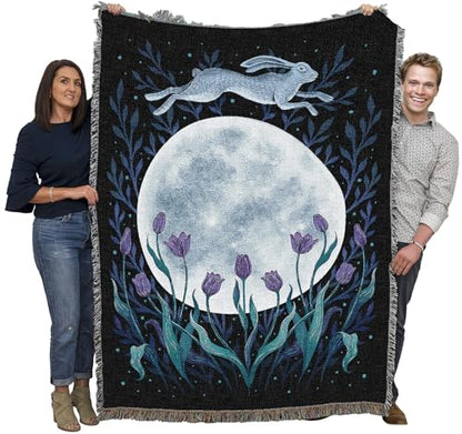 Pure Country Weavers Christmas Rose by Episodic Drawing - Gift Tapestry Throw Blanket Woven from Cotton - Made in The USA (72x54) - color: Easter Moon, size: 72x54