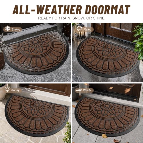 Mibao Half Round Door Mat, 47"x32", Coffee, Non-Slip Welcome Entrance - color: Coffee, size: 2'8" x 3'11" (Semicircular)
