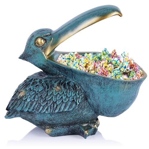 Pelican Key Holder Statues,Fun Animal Hippo Candy Dish,Candy Dish for Office Desk Unique,Modern Key Holder for Pelican Figurine,Suitability Desk candy bowl and Entry Table Decor Items((Green - color: Green