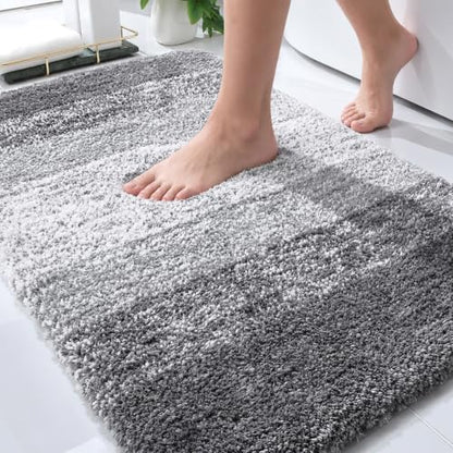 OLANLY Bathroom Rugs Mat 30x20, Extra Soft Absorbent Microfiber Bath Rugs - color: Grey, size: 30" X 20"