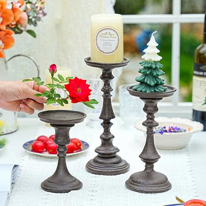 Sungmor Rustic Cast Iron Pillar Candle Holder, 5.9 Inches Tall - color: Small - 5.9inch Tall