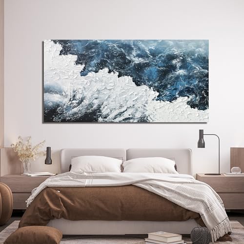 Blue White Wall Art Abstract Canvas Wall Pictures for Living Room 20"x40" - color: XY-01B, size: 40"L x 20"W