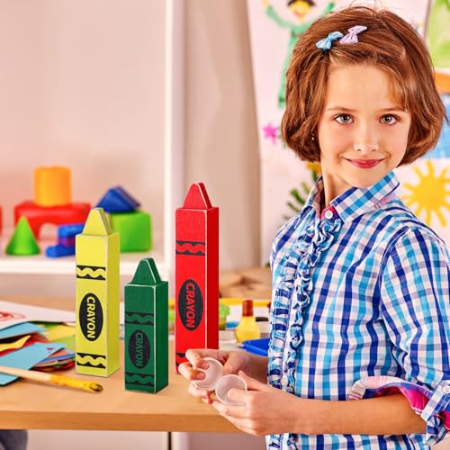3 Pcs Back to School Wooden Crayon Shaped Classroom Table Decor