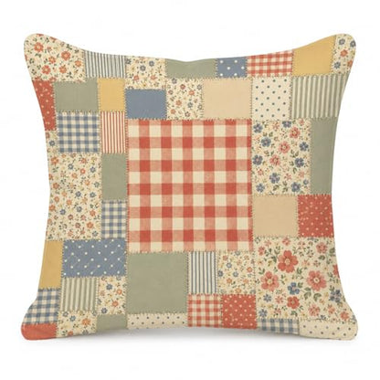 French Country Floral Patchwork Throw Pillow Cover 18x18 - color: Cloth2