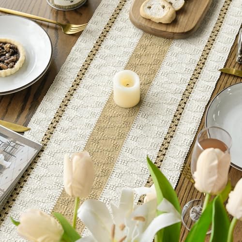 Artoid Mode Burlap Brown Rustic Woven Table Runner 12x60 Inch - color: Burlap Brown, size: 12" x 60", Table Runner
