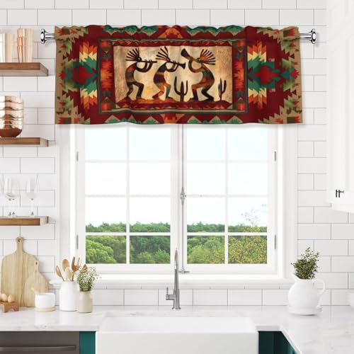 Southwest Valances for Windows Rod Pocket Curtain Valance 1 Panel Short Curtains for Kitchen Bathroom Living Room Bedroom Window Treatments - color: Southwest