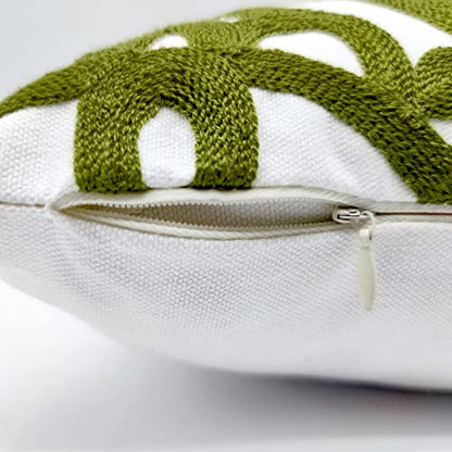 Alysheer Embroidered Lumbar Throw Pillow Cover 12"x 20", 1pc Olive Green - color: Olive Green, size: 20" x 12" (Pack of 1)
