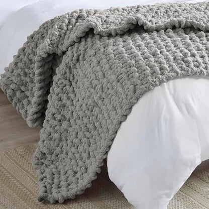 Madison Park Chenille Chunky Knit All Season Throw Blanket, 50 x 60, Grey - color: Grey