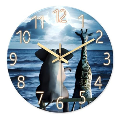 XNM Round Animal Operated Battery Wall Clock Modern 14 Inch - color: Blue, size: 14 Inch