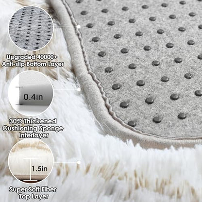 Area Rugs for Living Room, 5x8 Fluffy White and Beige Bedroom Geometric Rug - color: Z- White / Beige, size: 5' x 8' (Rectangular)