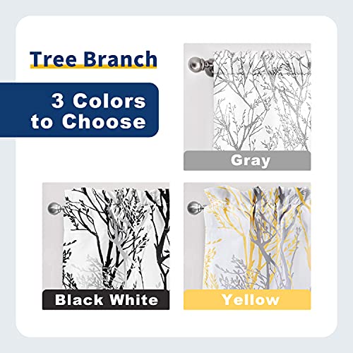 DriftAway Tree Branch Lined Valance Double Layer Blackout Thermal Insulated Abstract Ink Printing Window Curtain Valance Rod Pocket 52 Inch by 18 Inch Plus 2 Inch Header Silver Gray 1 Pack - color: Silver Gray, size: 52"W x 18"L (Pack of 1)