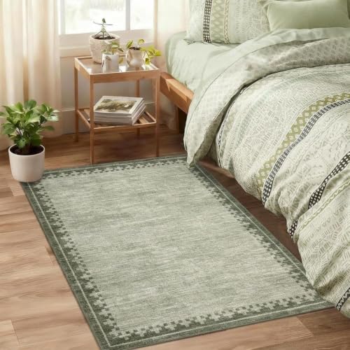 GarveeHome 2x3 Washable Kitchen Rug Low Pile Foldable Neutral Soft Doormat - color: Green, size: 2'x3' (Rectangular)