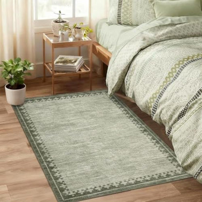 GarveeHome 2x3 Washable Kitchen Rug Low Pile Foldable Neutral Soft Doormat - color: Green, size: 2'x3' (Rectangular)
