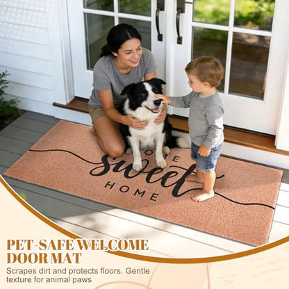 Home Sweet Home Long Doormat for Double Door Entrance, 24x59 Inch