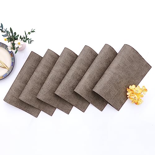 Homaxy PU Faux Leather Placemats for Dining Table, Set of 6, Dark Brown - color: Dark Brown