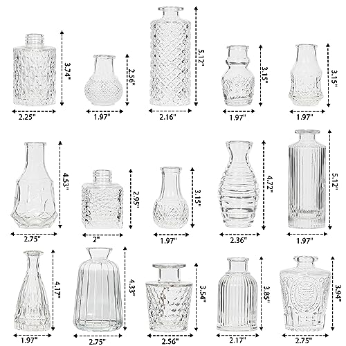 Glass Bud Vase Set of 32 Pcs, Small Glass Vases for Flowers - color: Clear