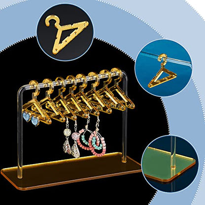 PH PandaHall Earring Holder Stand, Cloth-Horse Shape Jewelry Display Gold Dangle Earring Hanging Organizer Acrylic Ear Studs Display Rack for Retail Show Personal Exhibition, 2.3x5.9x4.2inch - color: Gold