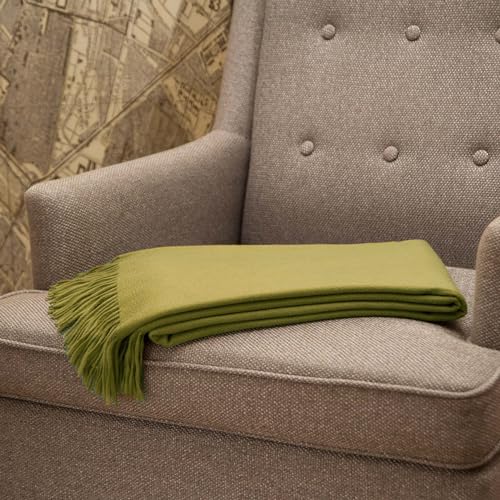 CUDDLE DREAMS Premium Cashmere Throw Blanket with Fringe (Bamboo Green) - color: Bamboo Green