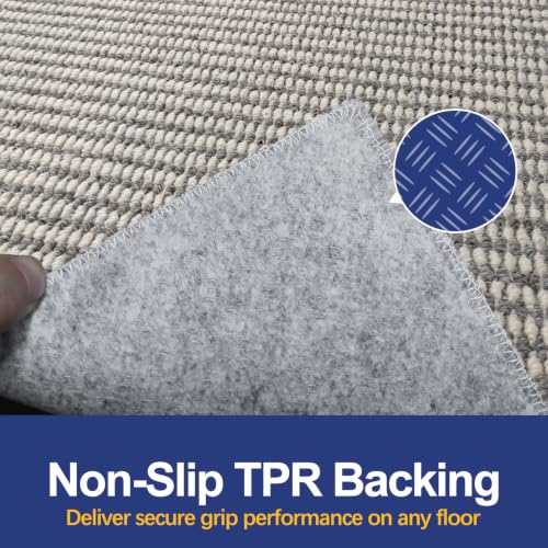 Faux Jute Rug Runner 2'x6', Washable & Non-Slip, Grey & White - color: Grey & White, size: 2' x 6' (Rectangular)