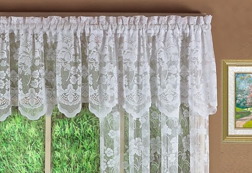 Today's Curtain Floral Vine Lace Swag 38", White, 60W x 38L - color: White, size: 60"W x 38"L (Pack of 1)