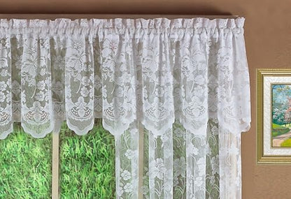Today's Curtain Floral Vine Lace Swag 38", White, 60W x 38L - color: White, size: 60"W x 38"L (Pack of 1)