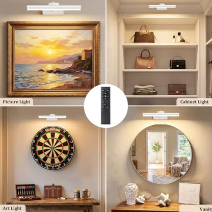 Picture Light for Wall, 4000mAh, White, 13.8 Inch, 2 Pack - color: White