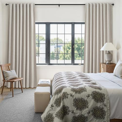 Room Darkening Curtains 72 Inches Long 2 Panels Burg, Rich Linen Heavy Insulated Bay Window Curtains Modern Neutral Drapes for Bedroom/Cabin/Kitchen (W50" x L72"Tall) 6FT Length Back Tab/Hook Belt - color: Natural Linen, size: 50"W x 72"L (Pack of 2)