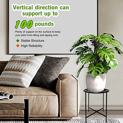 15" Tall Metal Plant Stand, 11" Wide Round Plant Stand for Flower Pots Up to 100lbs, Rustproof Iron Plant Holder for Indoor Outdoor Use, Easy Assemble Flower Stand for Home Garden Display Greenery