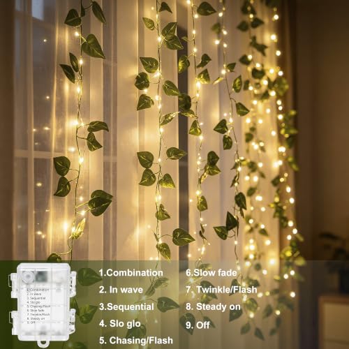 Vine Fairy Lights, 6.5FT 40 LEDs Pothos String Lights Indoor, 2 Pack - color: Pothos, size: 6.5 ft-20 LED-2 pack