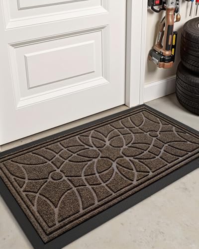 DEXI Front Door Mat Outside Entrance 24x47, Heavy Duty Non Slip, Brown - color: Brown, size: 24" X 47" (Rectangular)