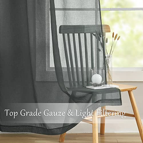 MASWOND 14ft Long Sheer Voile Rod Pocket Curtains, Dark Gray, 50"W x 168"L - color: Dark Gray, size: 50"W x 168"L (Pack of 1)