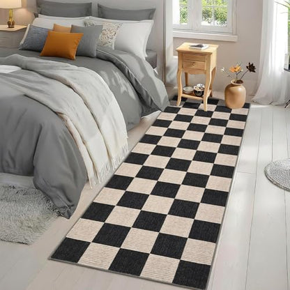 Garvee 2x6 Runner Rug Kitchen Rugs Washable Hallway Runner Rug, Black - color: Checkered - Black, size: 2' x 6' (Runner)