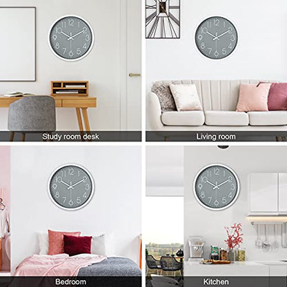 JUSTUP 12 inch Non-Ticking Wall Clock, Battery Operated Modern Wall Clock - color: Gray