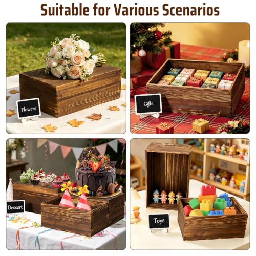 6 Pack Buffet Risers and Stands, Dessert Table Display Set with Mini Signs - color: Brown, size: 6 Pcs A