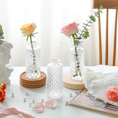 ComSaf Small Glass Bud Vases in Bulk, 12 Pack for Centerpieces, Clear - color: Clear, size: 12 Pcs