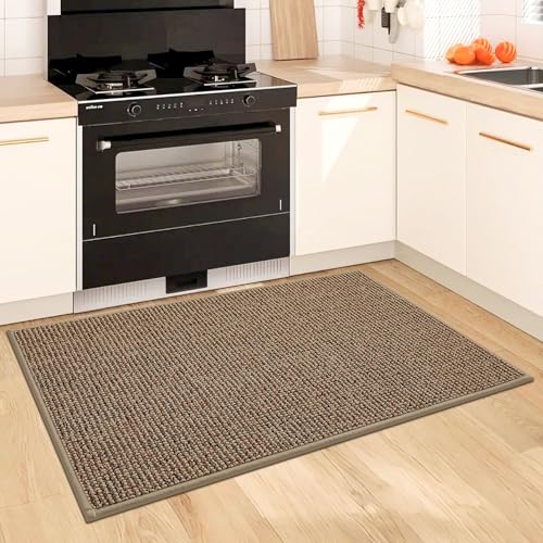 BEQHAUSE Kitchen Rugs and Mats 2PCS Non-Slip, 20"x32"+20"x48", Taupe - color: Taupe, size: 20"x32"+20"x48" (Rectangular)