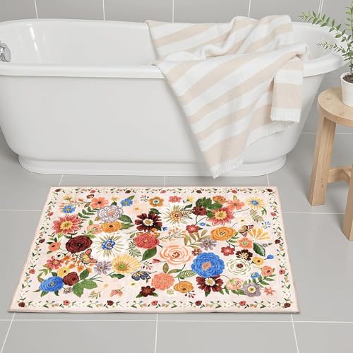 Bath Mat 17x24 Non Slip, Washable Low Pile Area Rug, Beige - color: Blush Beige, size: 1'4" x 2' (Rectangular)