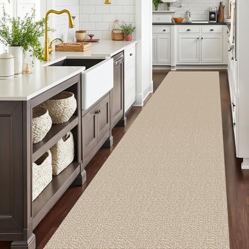 EARTHALL Washable Runner Rug, Non Slip Hallway Runner, 3x20 Ft, Sand/Beige - color: Sand/Beige, size: 3' x 20' (Rectangular)