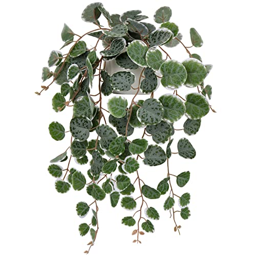 Briful 17" Artificial String of Hearts Plant in White Ceramic Pot - color: Green