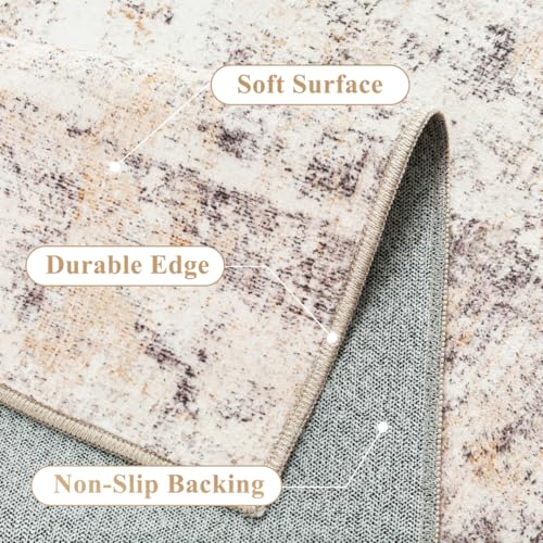 Washable Beige Grey Neutral Kitchen Runner Rug Set of 3 - color: Abstract | Beige Grey, size: 20"x32"+20"x48"+20"x59"