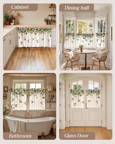 Miss Adola 30 Inch Length Kitchen Tier Curtains, Farmhouse Lemon - color: Farmhouse Lemon, size: 28"W x 30"L (Pack of 2)