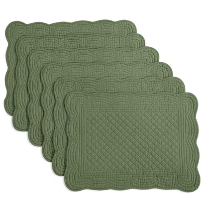 HOMBYS Quilted Placemats Set of 6 Washable-13x18 inches Rectangular Placemats for Kitchen Table-100% Cotton Fabric Rectangular Table Mats, (Emerald Green) - color: Emerald Green