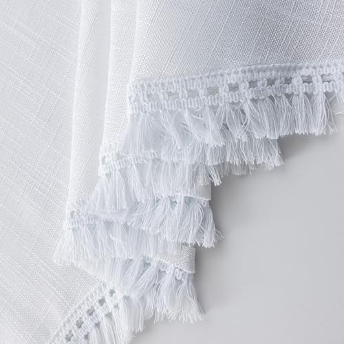 Beda Home Tassel Linen Textured Swag Curtain Valance, White, 36 x 36 in - color: White, size: 36"W x 36"L (Pack of 2)