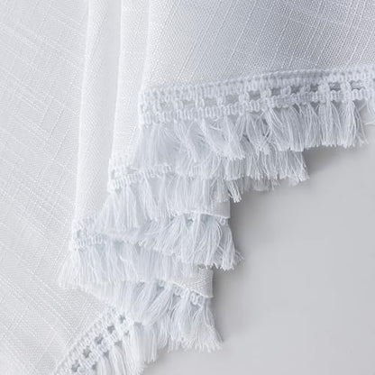 Beda Home Tassel Linen Textured Swag Curtain Valance, White, 36 x 36 in - color: White, size: 36"W x 36"L (Pack of 2)