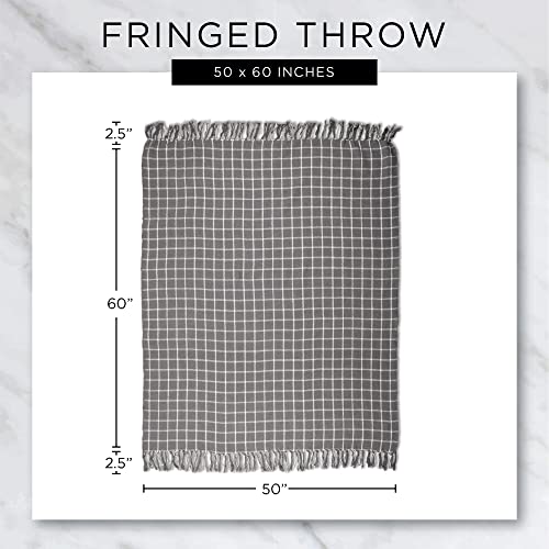 DII Transitional Checked Plaid Woven Throw, 50x60, Gray - color: Gray, size: 50x60"