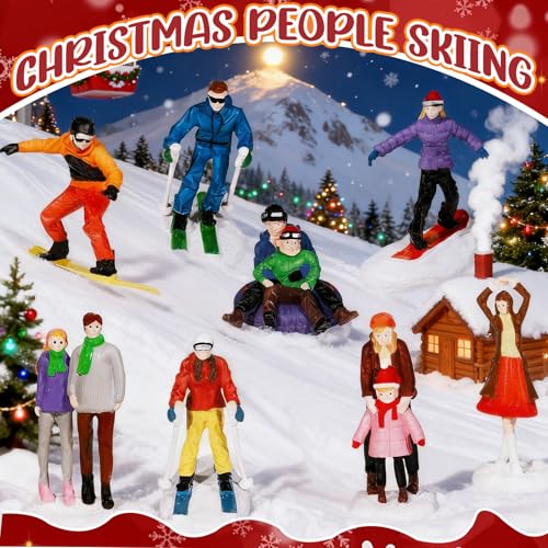 Rileryan 8 PCS Miniature Christmas Village People Figurines Set - style: B