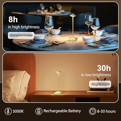 3 Pack Small Gold Rechargeable Cordless Table Lamps Dimmable - color: Gold -B
